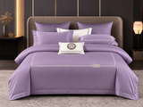 Embroidered border cotton bedding set with duvet cover and pillow covers