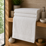 White Cotton Bath Towel with Minimal Border