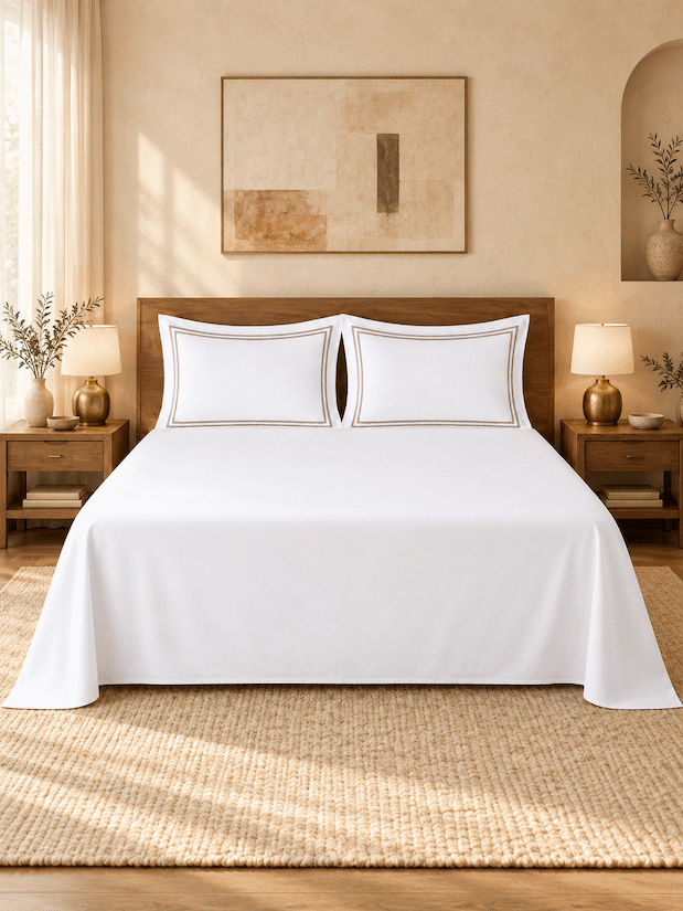 800 TC Cotton King-Size Bed Sheet with 2 Pillowcases