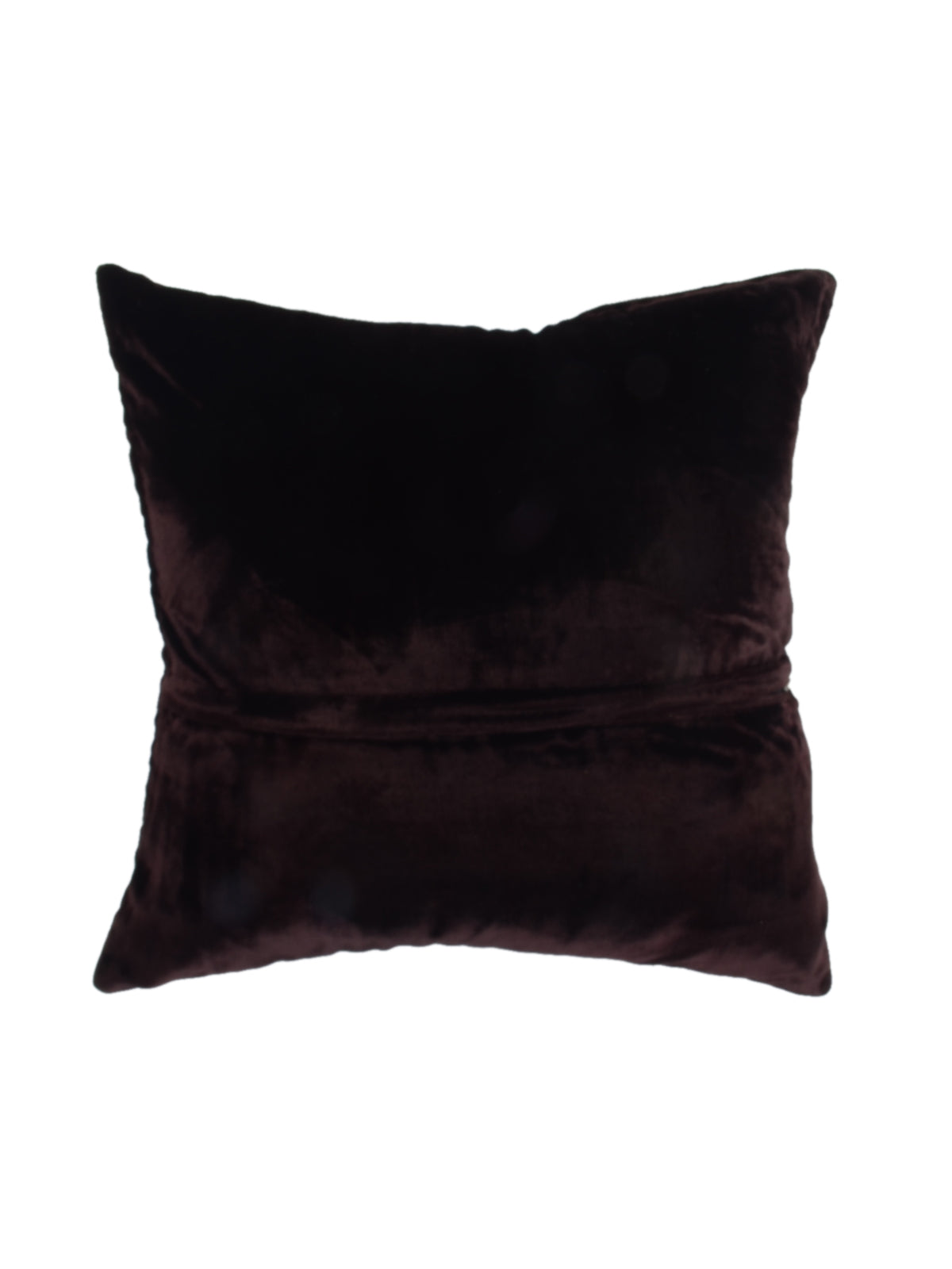 Plain dark brown chenille velvet reverse of the paisley cushion cover