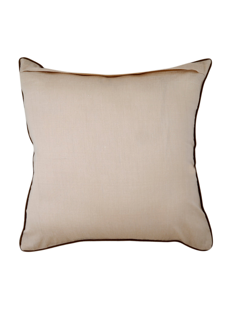 Patch work-Dupion Silk Cushion Cover(Beige) - Jagdish Store Online Since 1965