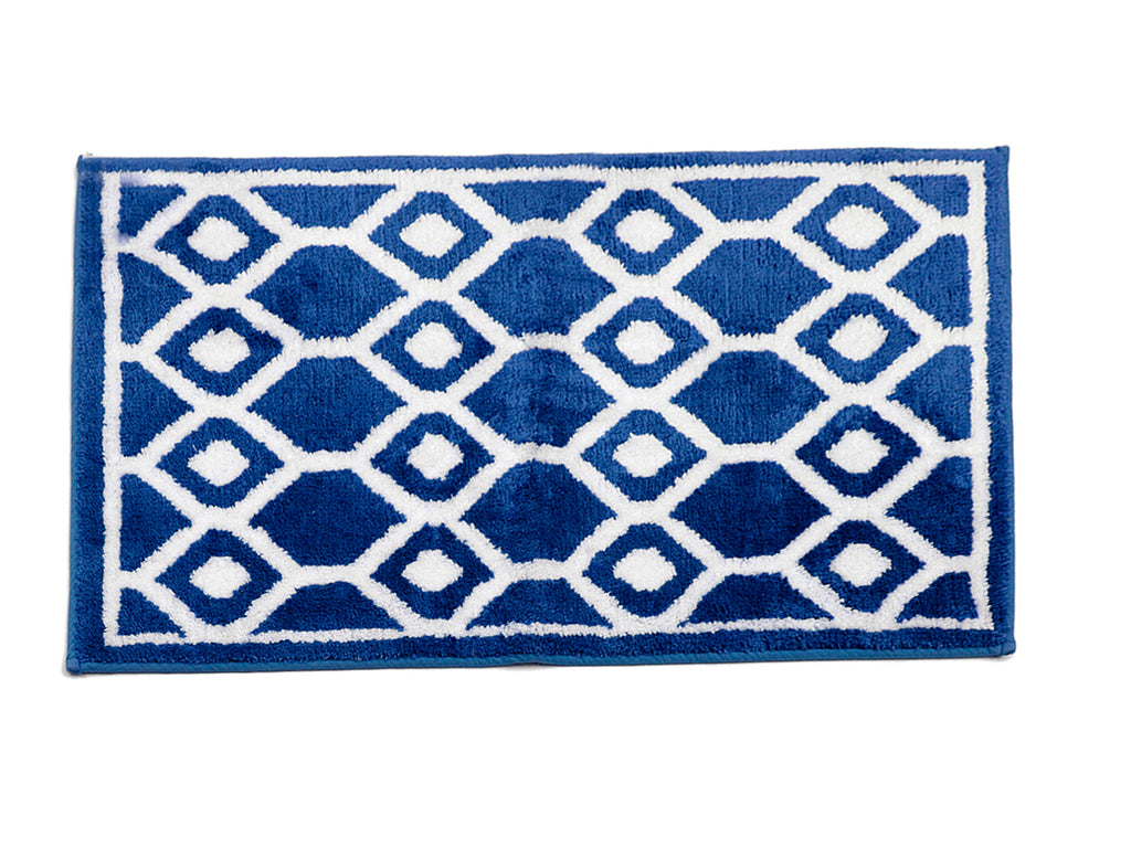 Hexagon-(Blue) Modern Cotton Bath Door Mat(50 X 76 Cm ) - Jagdish Store Online Since 1965