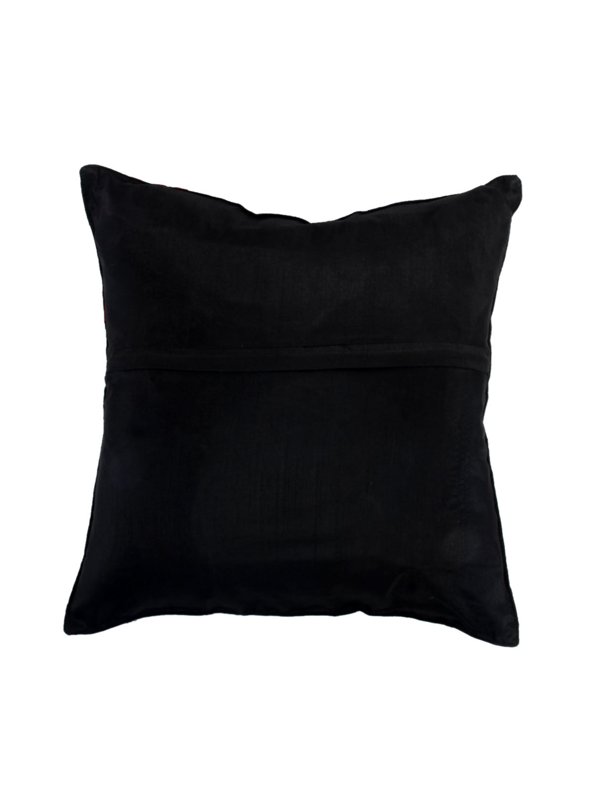Plain black reverse of the red damask cushion cover