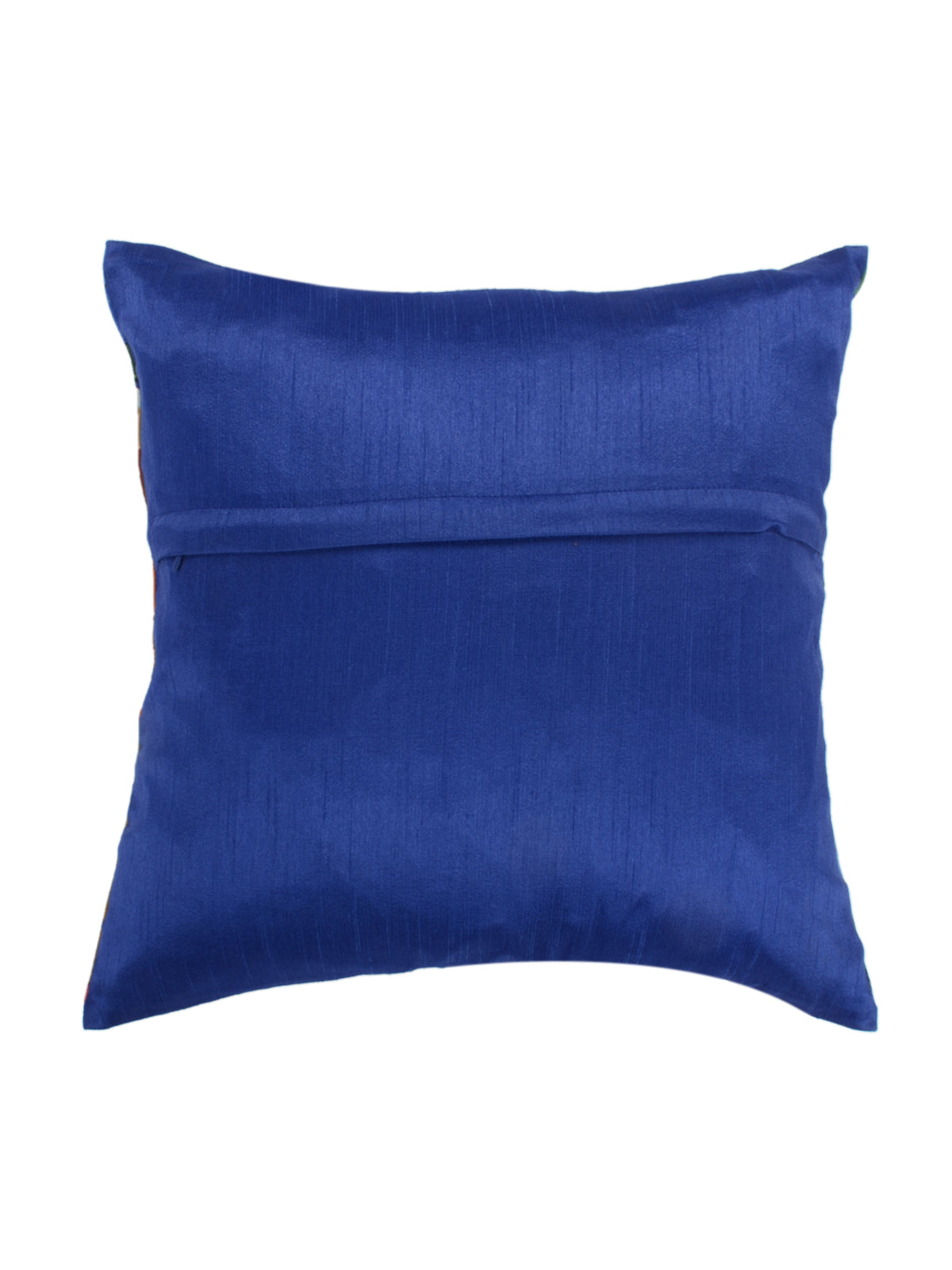 Plain royal blue reverse of the mosaic print cushion cover