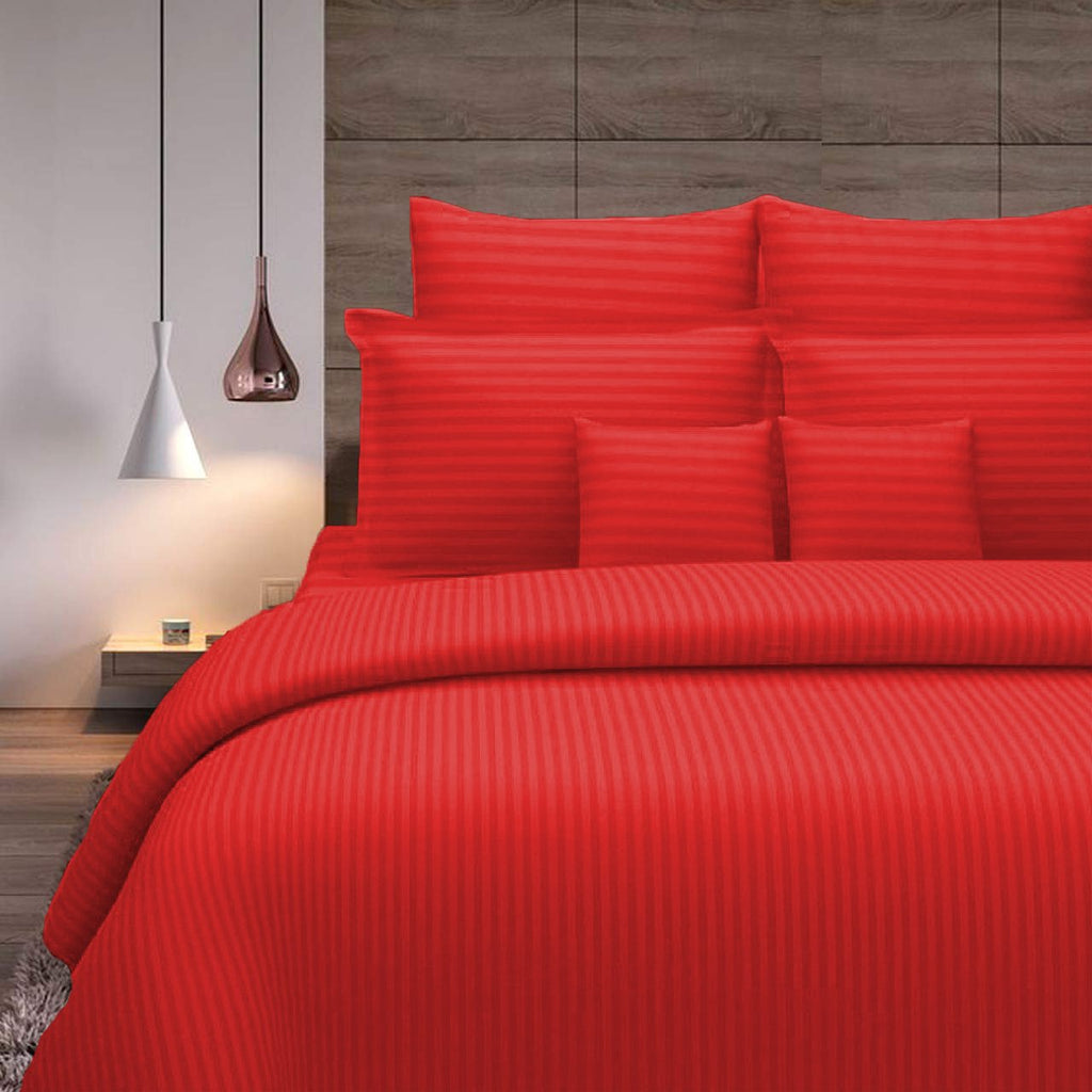Solid (Red) Stripes Only Duvet Cover(60 X 90 Inch)-Cotton/Satin - Jagdish Store Online Since 1965