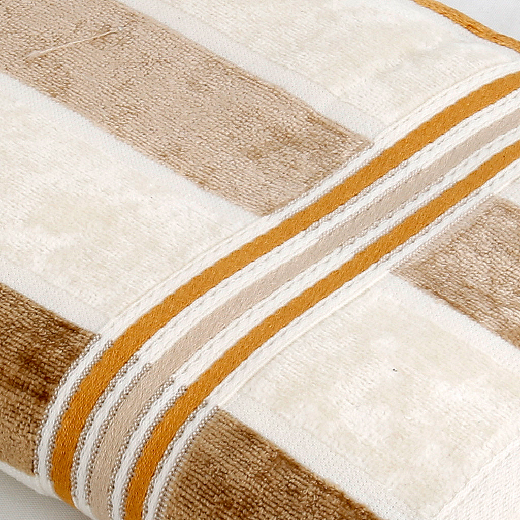 (Cream-Gold) Stripe Cotton Bath Towel(27 X 54 Inch) - Jagdish Store Online Since 1965