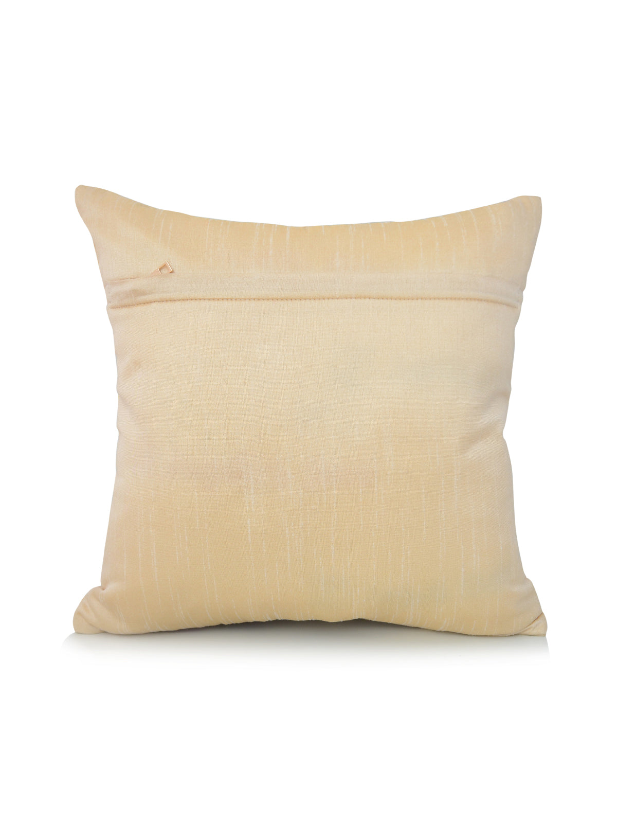 Plain beige poly silk reverse of the embroidered swirl cushion cover