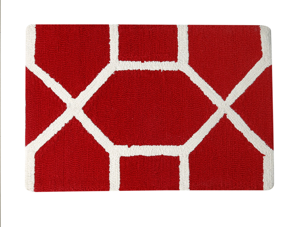 Azurra Hills- (Red/Ivory) Modern Synthetic Indoor Mat(40 X 60 Cm) - Jagdish Store Online Since 1965