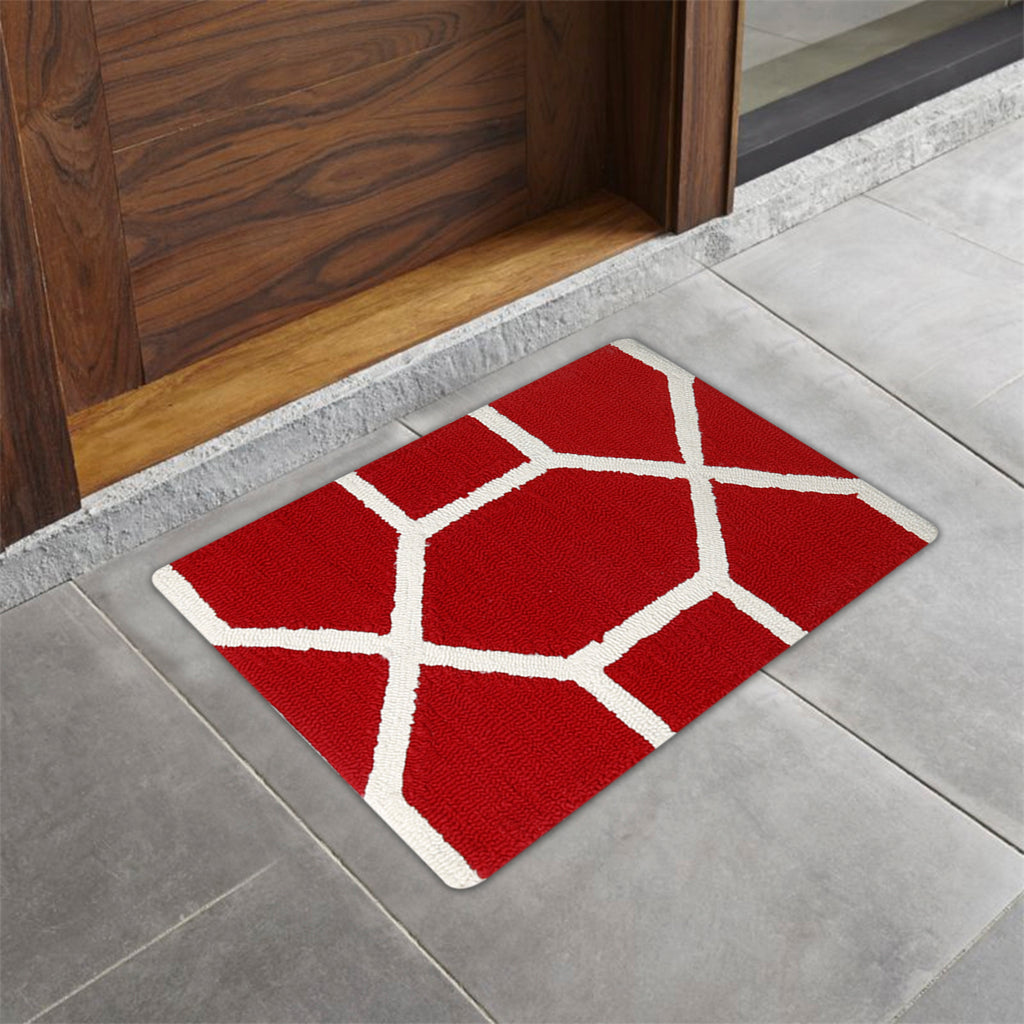 Azurra Hills- (Red/Ivory) Modern Synthetic Indoor Mat(40 X 60 Cm) - Jagdish Store Online Since 1965