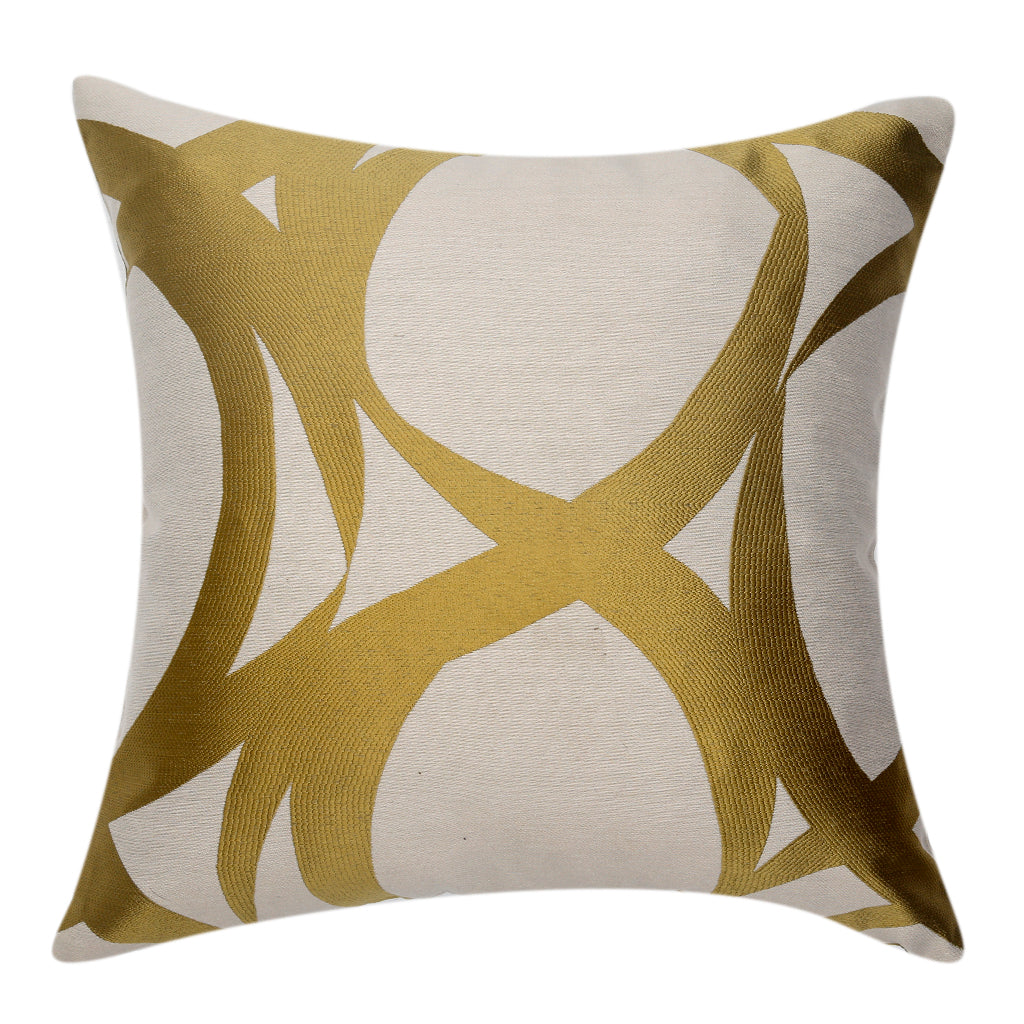 Jacquard Abstract Cushion Cover(Gold-White) - Jagdish Store Online Since 1965