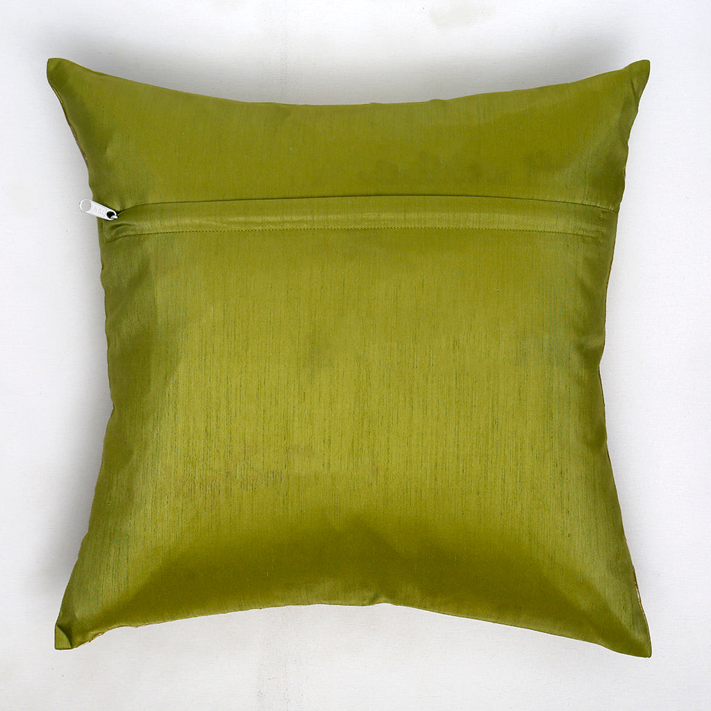 Plain olive green art silk reverse with concealed zip