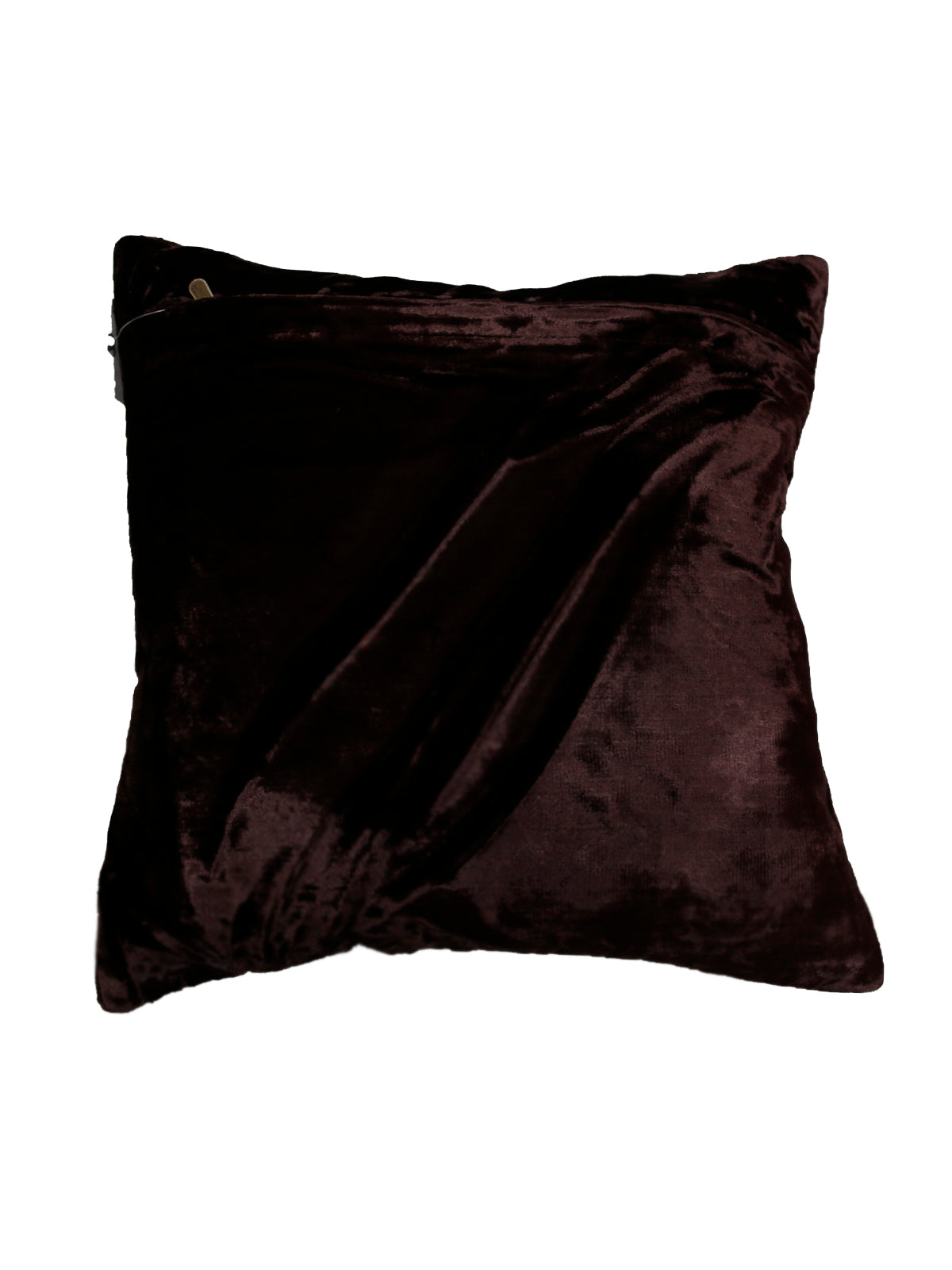 Plain deep brown velvet reverse with concealed zip