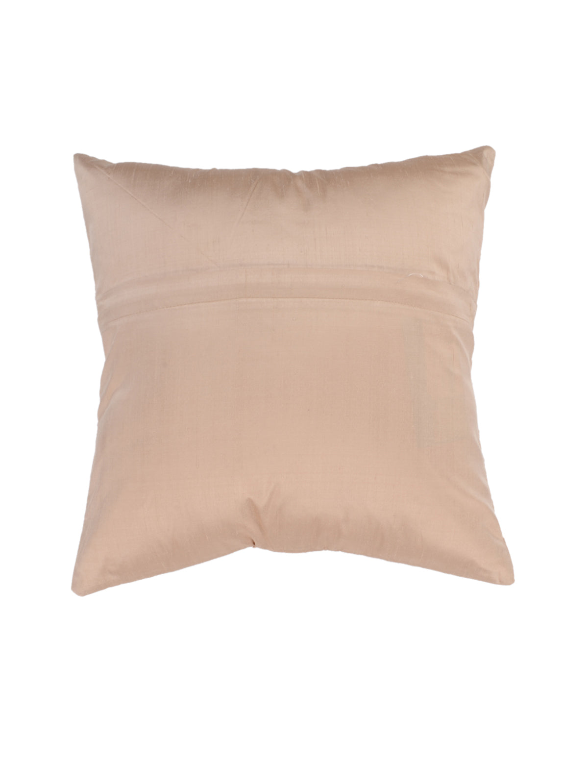 Plain blush beige dupion silk reverse of the sequin motif cushion cover