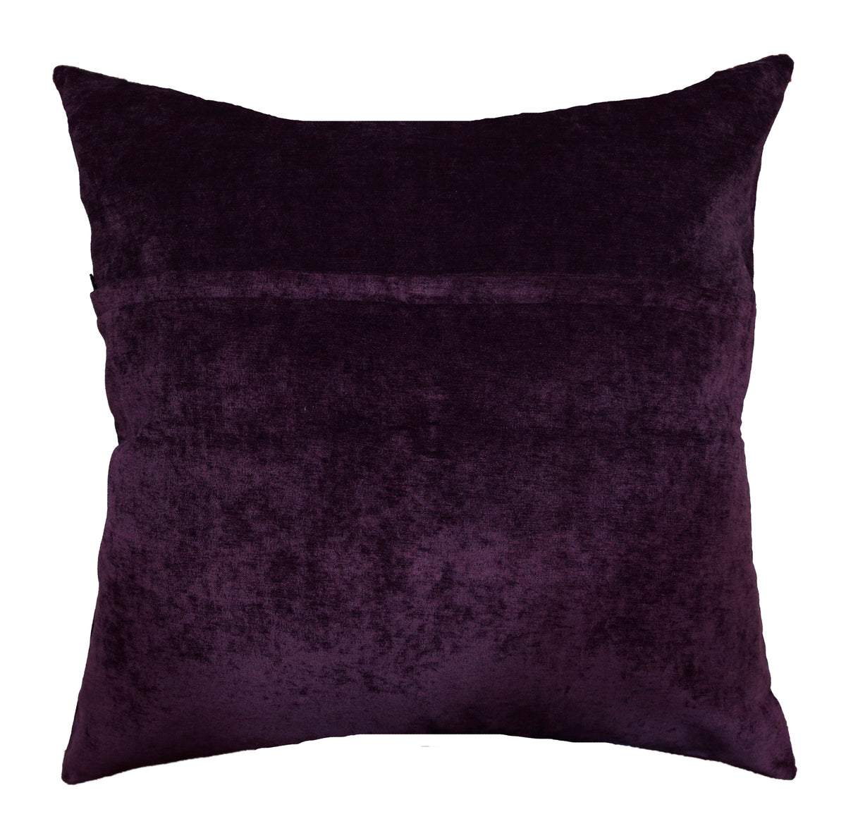 Plain deep aubergine velvet reverse with concealed zip