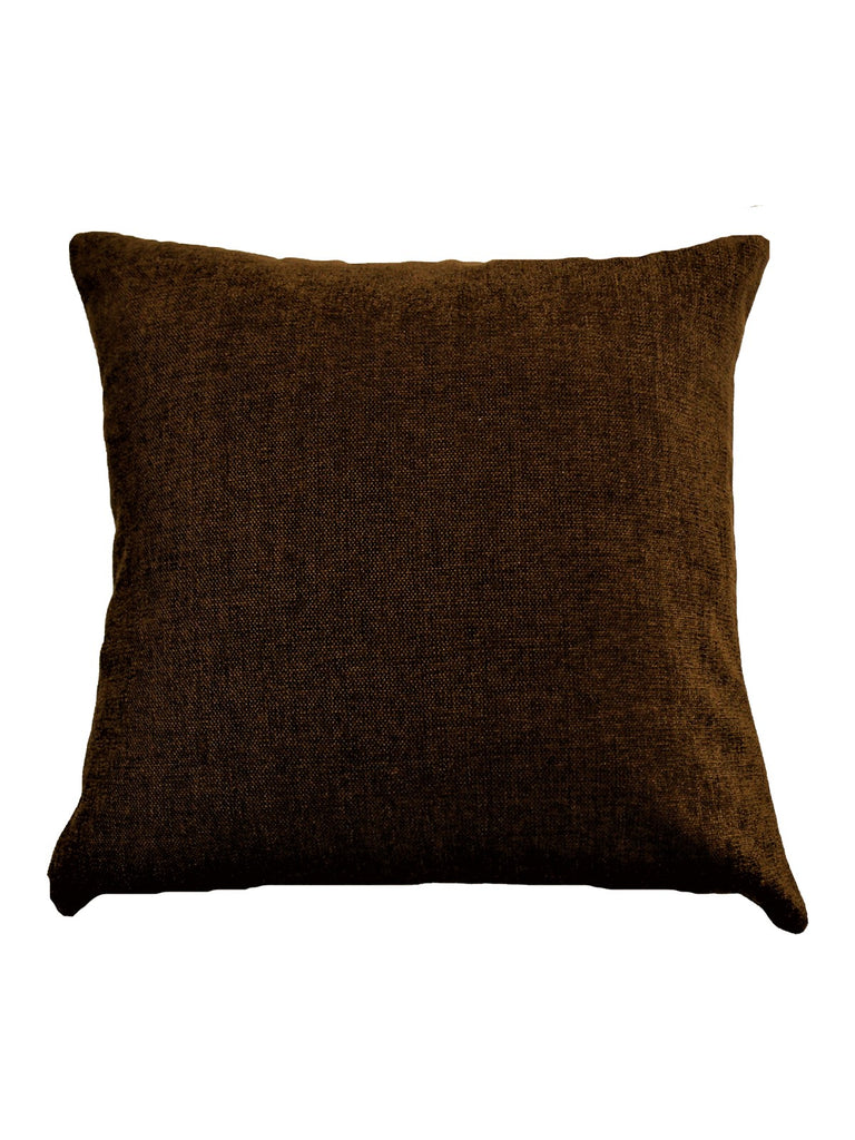 (Brown) Plain- Chenille Cushion Cover - Jagdish Store Online Since 1965