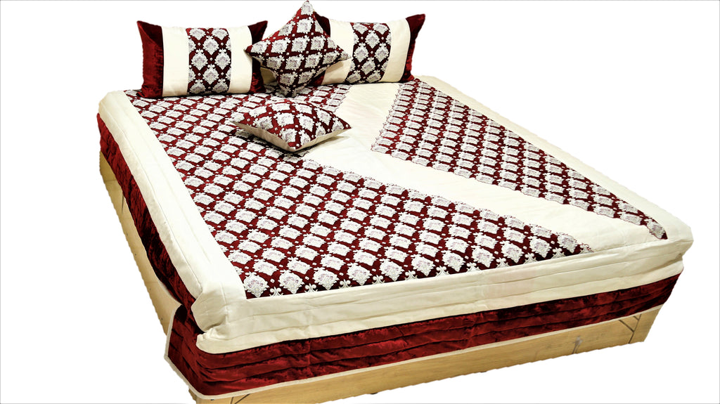 Traditional PolySilk Quilted BedCover Set-(1 bedcover+ 2 Pillow Covers + 2 Cushion Covers) - Jagdish Store Online Since 1965