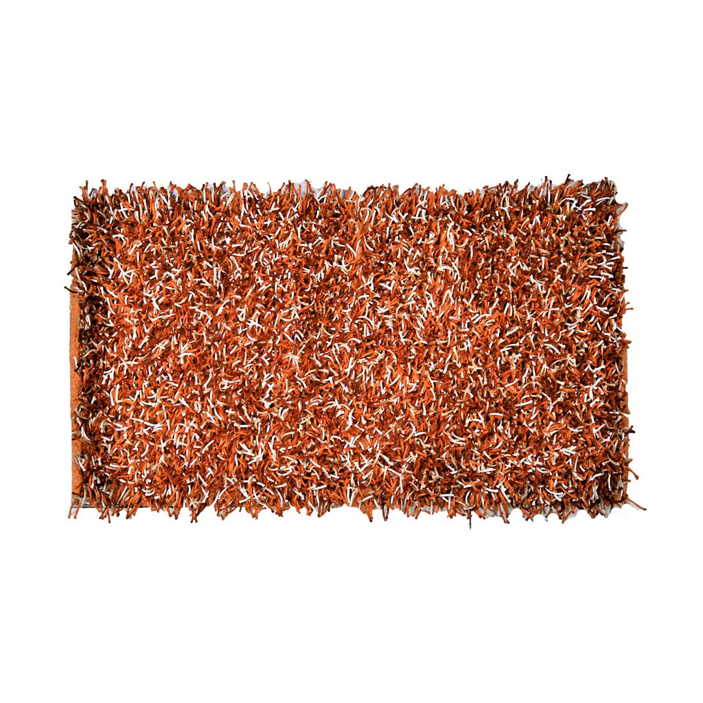 (Rust/Cream) Modern Polyester Shaggy Indoor Mat(40 X 60 Cm) - Jagdish Store Online Since 1965