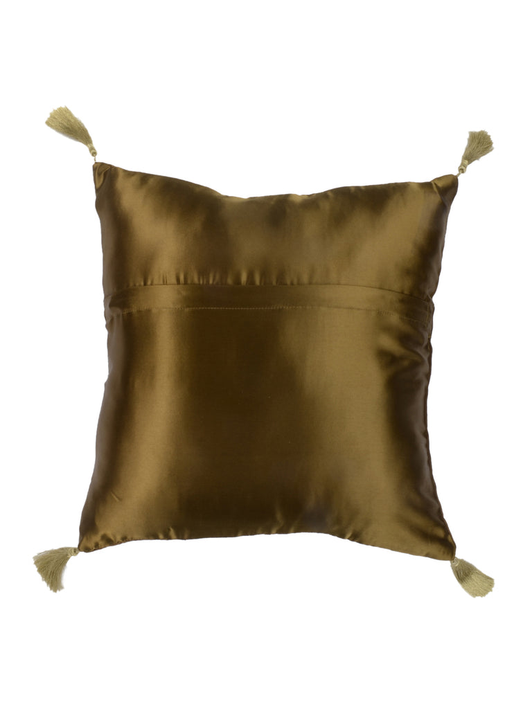 Embroidery-Satin Cushion Cover(Mehendi Green) - Jagdish Store Online Since 1965