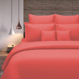 Solid (Cherry) Stripes Only Duvet Cover(225x270 Cm)-Cotton/Satin - Jagdish Store Online Since 1965