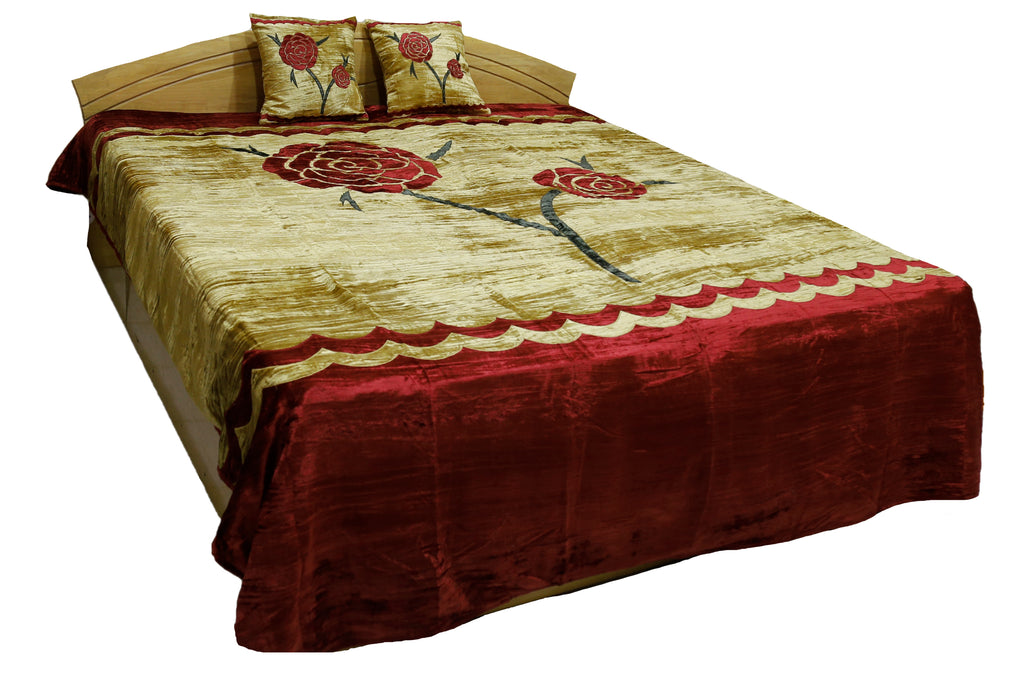 Patch Work Velvet BedCover Set-(1 bedcover+ 2 Pillow Cover) - Jagdish Store Karol Bagh Online Since 1965
