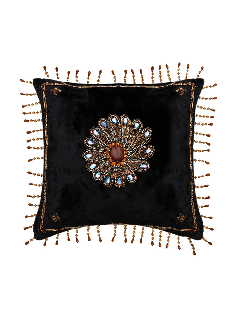 Motifs-Chenille Cushion Cover(Black) - Jagdish Store Online Since 1965