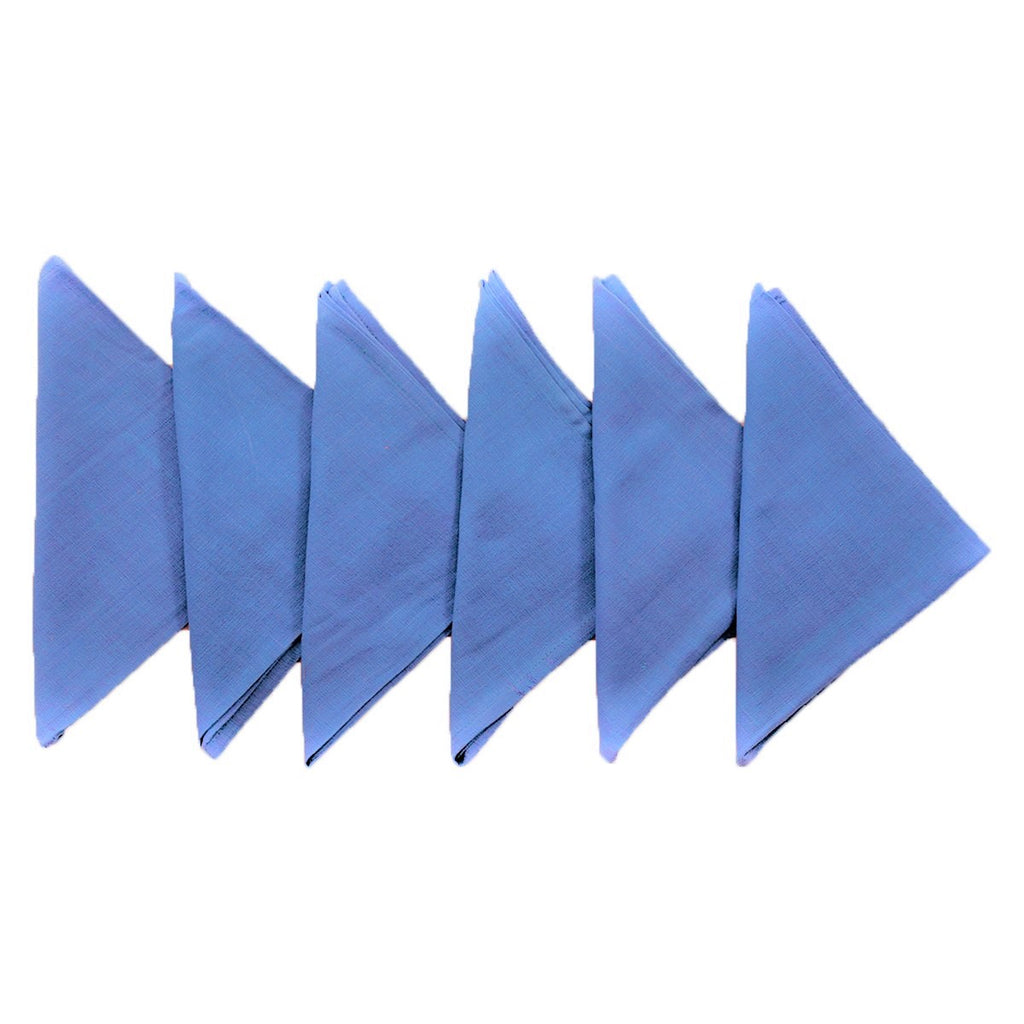 (Blue) Plain Cotton Napkin Set-6 Pcs(20x20 Inch) - Jagdish Store Online Since 1965