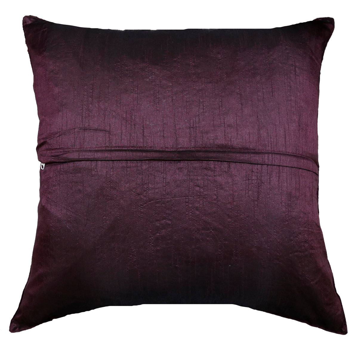 Plain wine-aubergine textured reverse with concealed zip