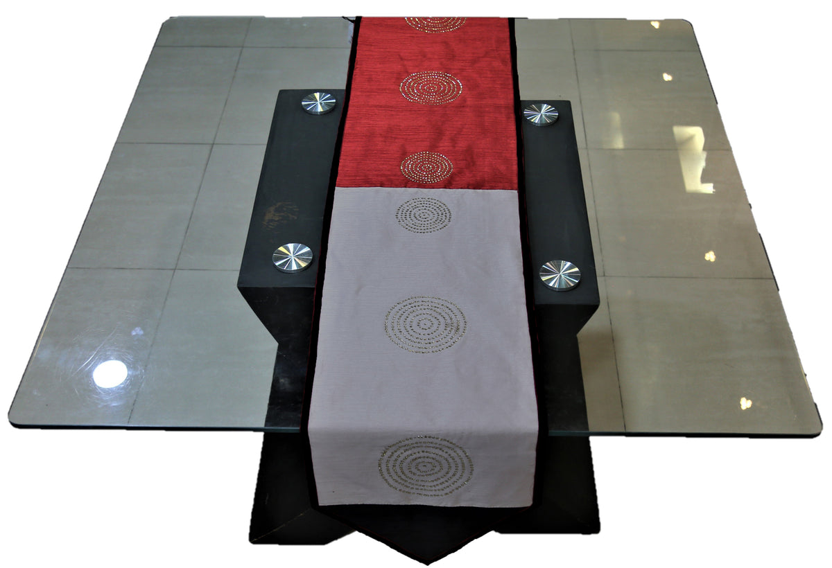 Sequence Work(14 X 90 Inch) Table Runner(Multi)-Dupion Silk - Jagdish Store Online Since 1965