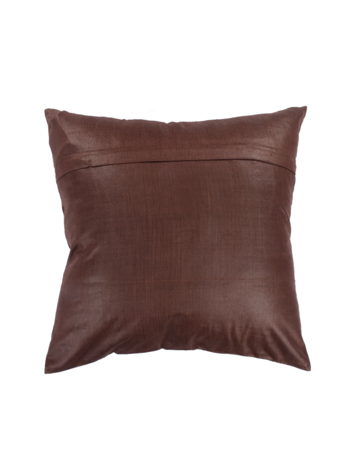 Plain brown dupion silk reverse of the polka dot cushion cover