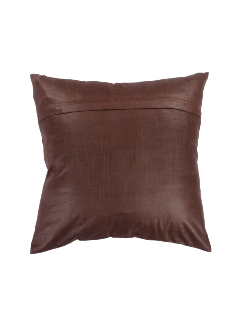 Dupion Silk Cushion Cover(Brown-Blue) - Jagdish Store Online Since 1965