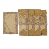 (Golden) Border Embroidery Table Mat-Dupion Silk(17 PCS Set) - Jagdish Store Online Since 1965