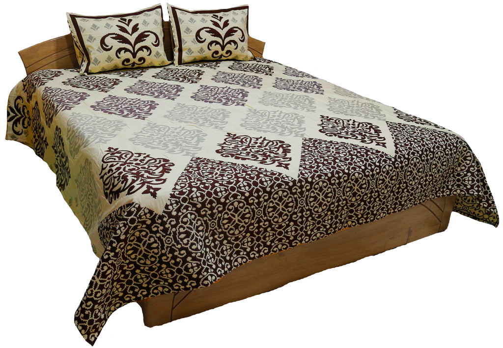 Multicolor-PolyCotton BedCover Set-(1 bedcover+ 2 Pillow Covers)-108 X 108 Inch - Jagdish Store Karol Bagh Online Since 1965