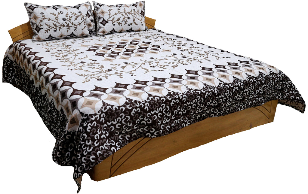 Multicolor-PolyCotton BedCover Set-(1 bedcover+ 2 Pillow Covers)-108 X 108 Inch - Jagdish Store Karol Bagh Online Since 1965