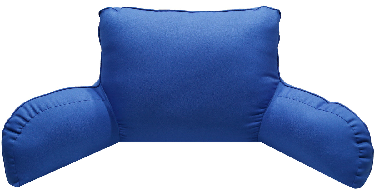Bedrest reading cushion in solid royal blue fabric, front view