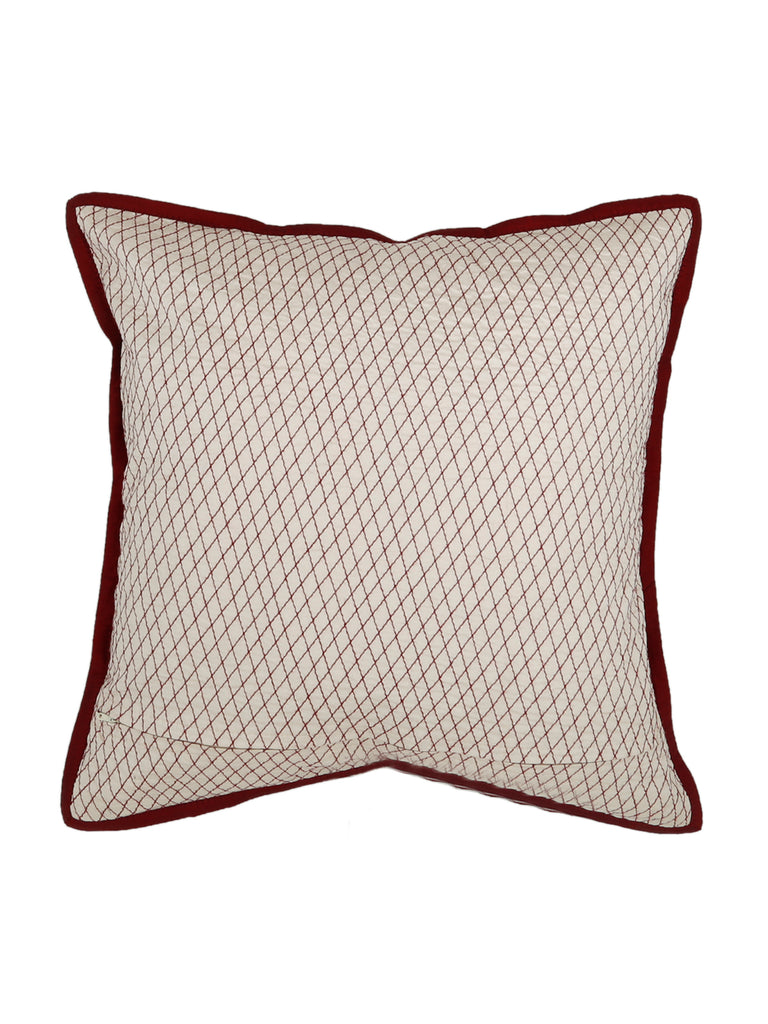 Sequence Work-Dupion Silk Cushion Cover(Cream) - Jagdish Store Online Since 1965