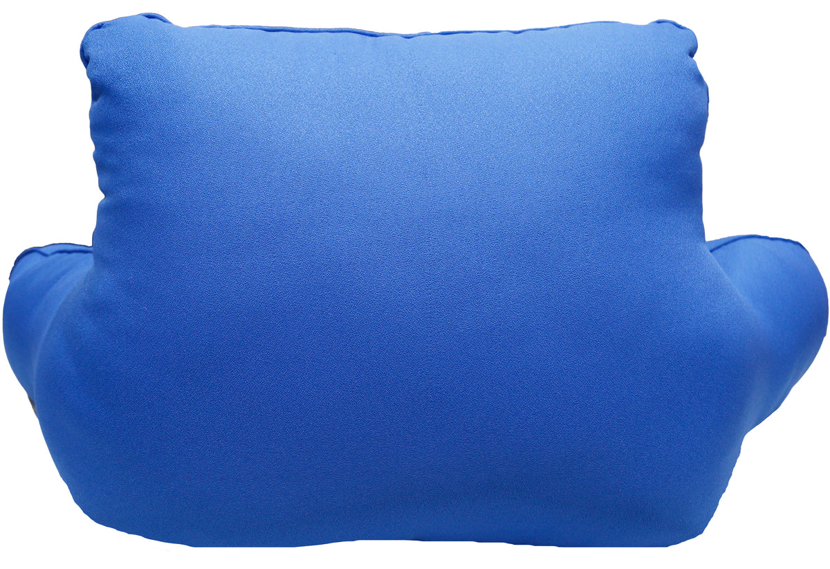 Same royal blue bedrest cushion, back view