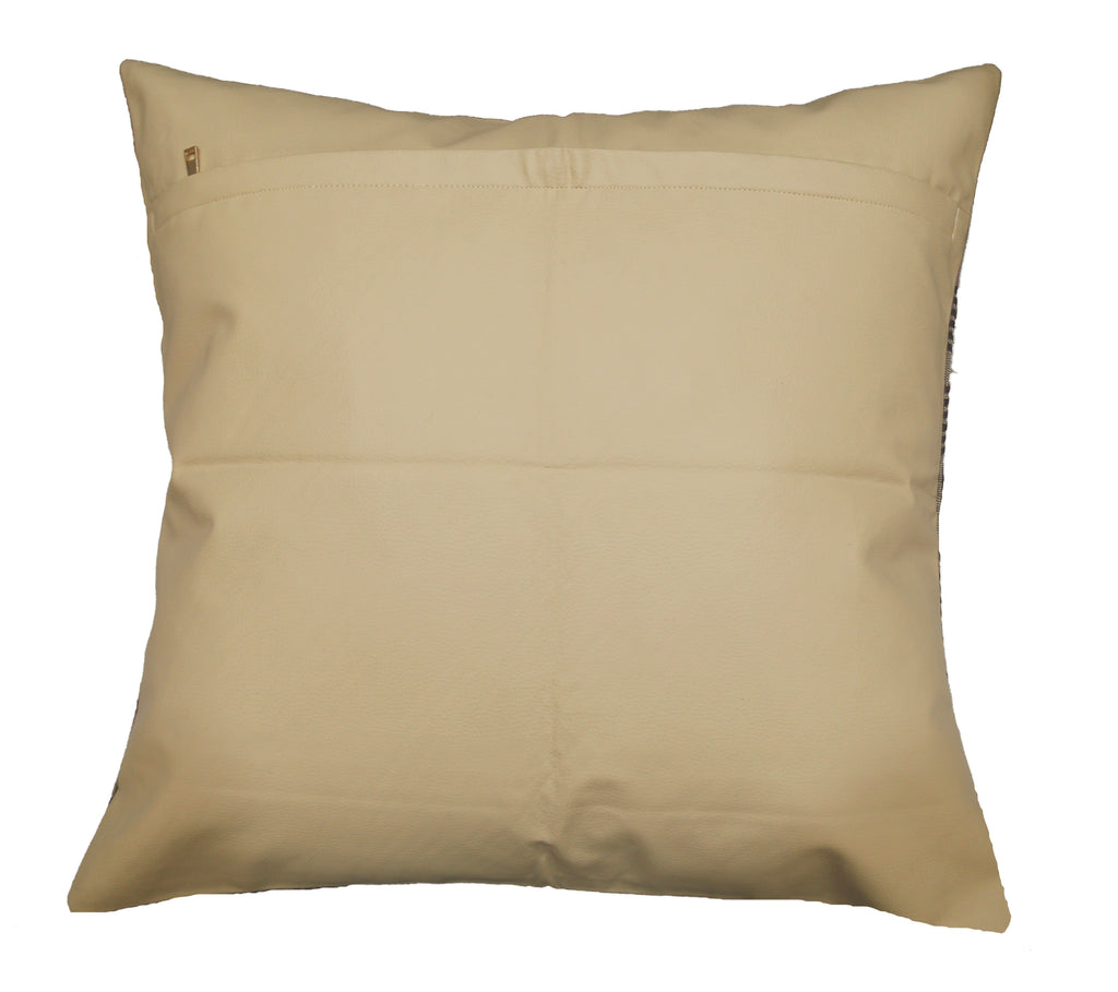(Purple/Beige)Furnishing Fabric-Leather Back Cushion Cover - Jagdish Store Online Since 1965