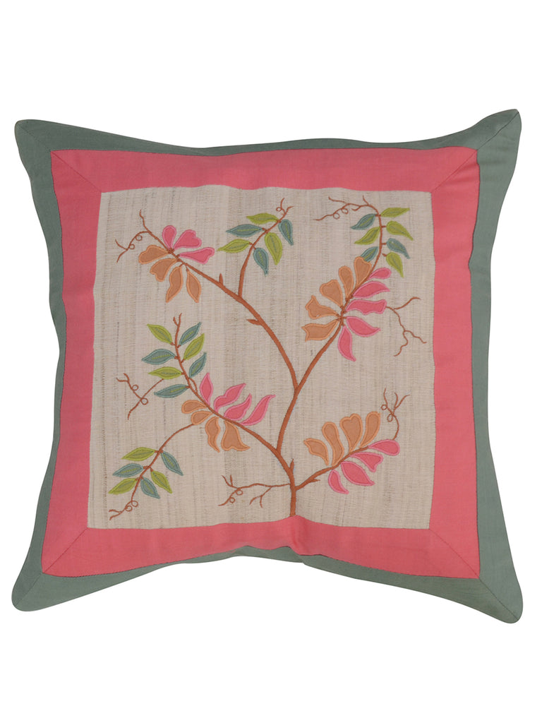 Multicolor Embroidery-Dupion Silk Cushion Cover - Jagdish Store Online Since 1965