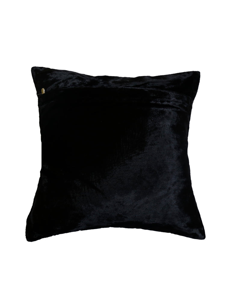 (Black)Hand Embroidery Peacock- Velvet Cushion Cover - Jagdish Store Online Since 1965