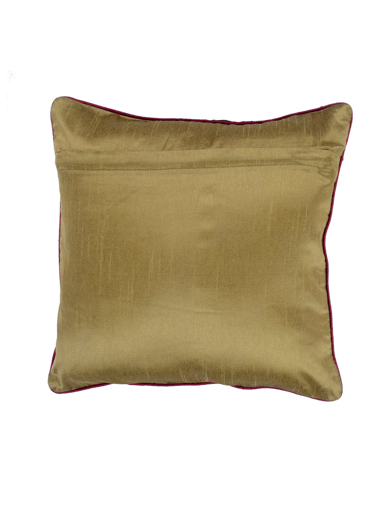 Poly Silk Embroidered Cushion Cover(Beige-purple) - Jagdish Store Online Since 1965
