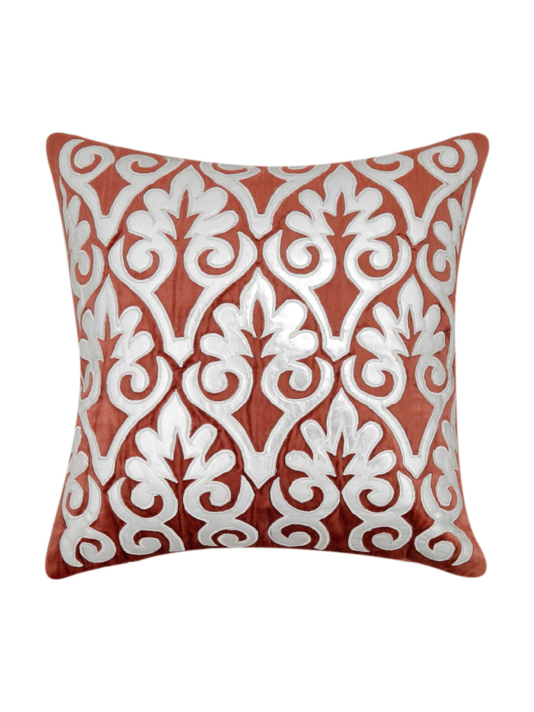 (D.Peach)Patch Work- Chenille Cushion Cover - Jagdish Store Online Since 1965