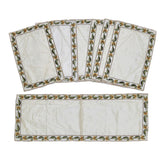 (Cream) Embroidery Table Mat-Silk(7 PCS Set) - Jagdish Store Online Since 1965