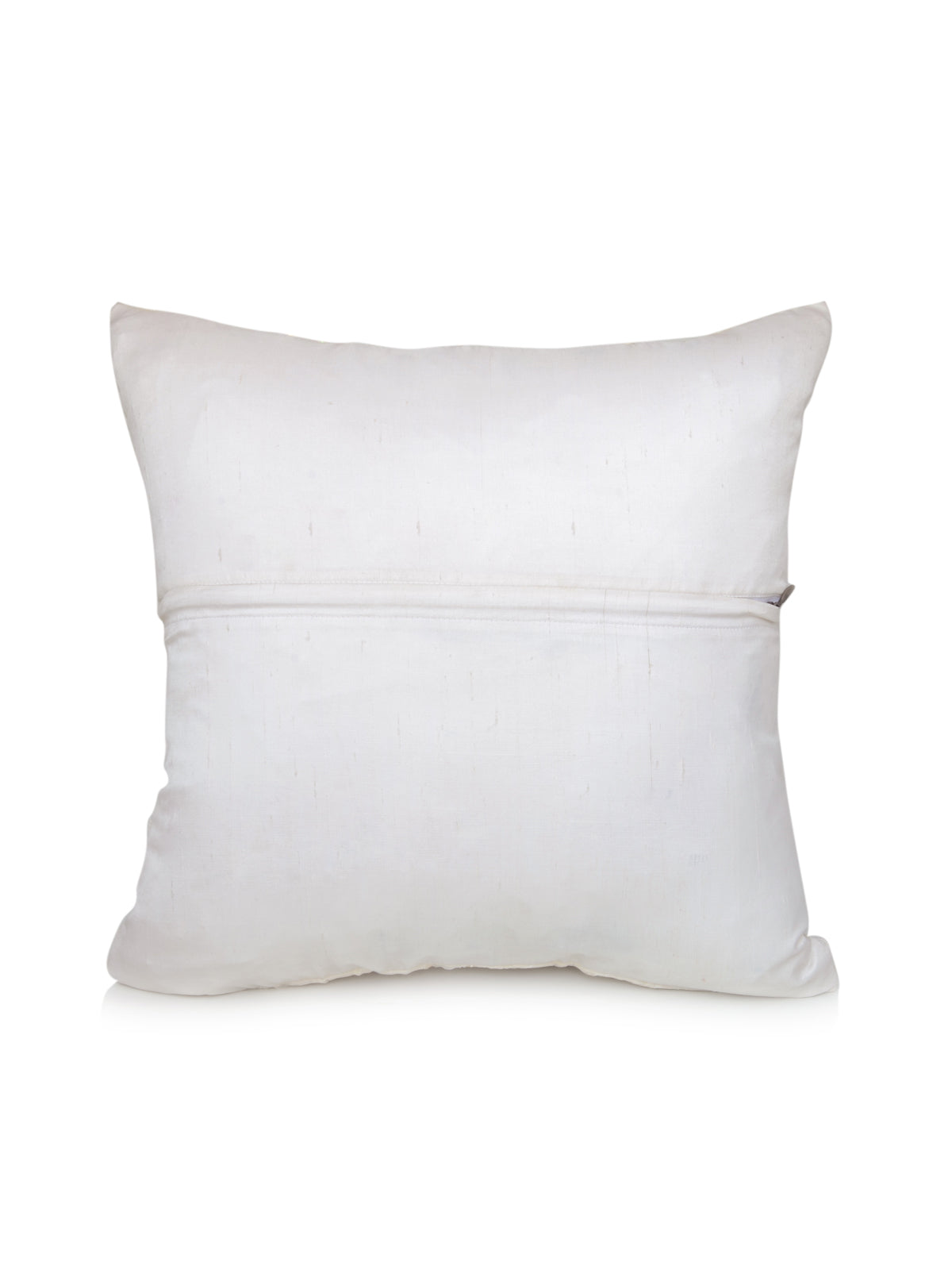 Plain white reverse of the beaded medallion cushion cover