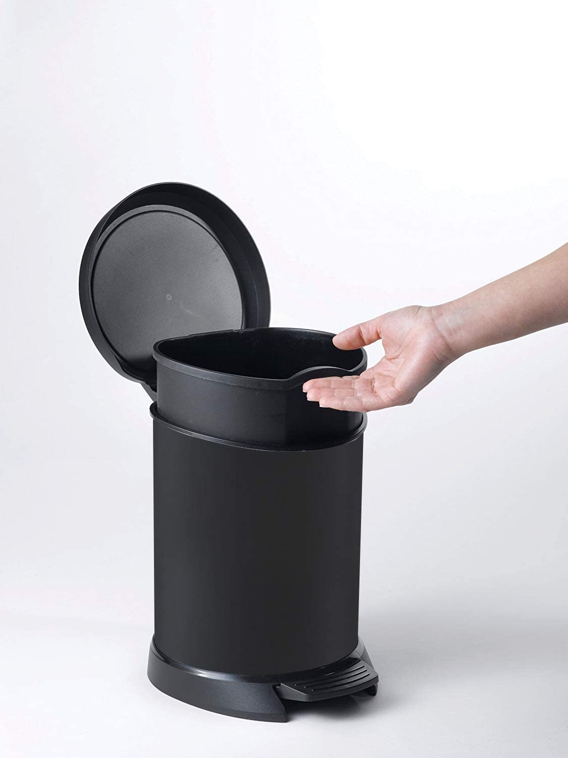 Curver Metal Effect Plastic Pedal Touch Deco Bin, Black, 20 Litre - Jagdish Store Online Since 1965