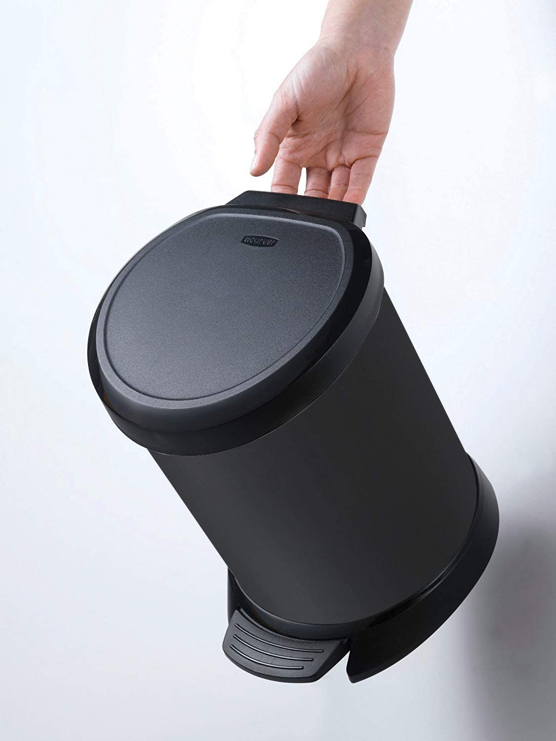 Curver Metal Effect Plastic Pedal Touch Deco Bin, Black, 20 Litre - Jagdish Store Online Since 1965