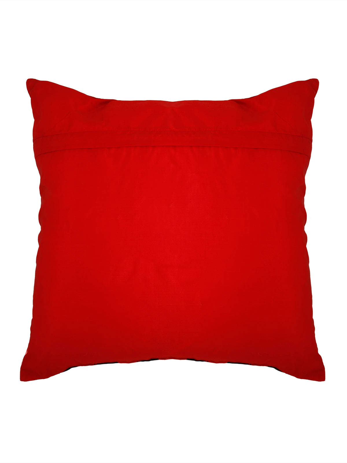 Plain red silk reverse of the sequin banded cushion cover