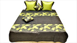 Leaf Embroidery PolySilk Quilted BedCover Set-(1 bedcover+ 2 Pillow Covers + 2 Cushion Covers) - Jagdish Store Online Since 1965