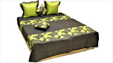 Leaf Embroidery Double Bed Quilted Bedcover with 2 Pillow Covers and 2 Cushion Covers