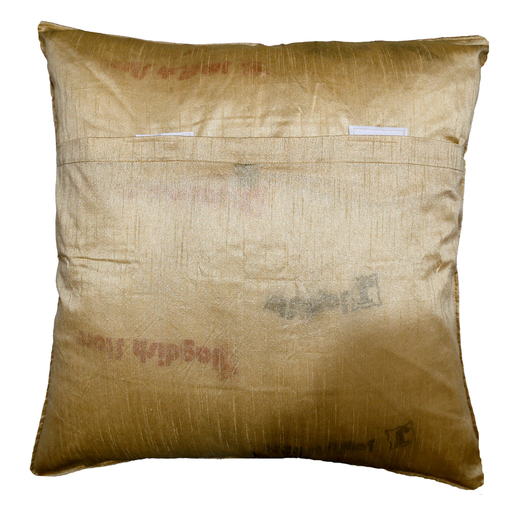 (Beige/Gold)Brocade- Polyester Cushion Cover - Jagdish Store Online Since 1965