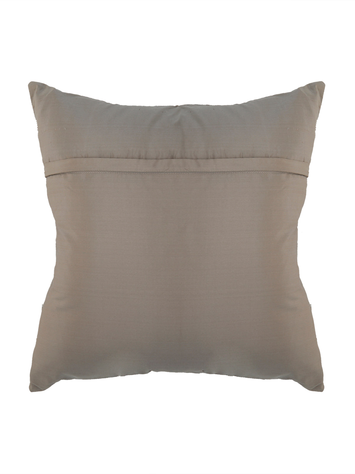 Plain taupe grey reverse of the chevron embroidered cushion cover